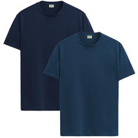 Adro T Shirts Pack Of 2 Mens Tshirts Cotton T Shirts For Men Tshirt T-Shirts Combo T Shirts Tshirts For Men Plain Solid Tshirts Navy Teal Tshirt For Men Rcm2-Pln-Nb-Sb-L