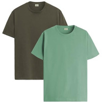 Adro T Shirts Pack Of 2 Mens Tshirts Cotton T Shirts For Men Tshirt T-Shirts Combo T Shirts Tshirts For Men Plain Solid Tshirts Olive Pista Tshirt For Men Rcm2-Pln-Ol-Pt-S