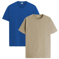 Adro T Shirts Pack Of 2 Mens Tshirts Cotton T Shirts For Men Tshirt T-Shirts Combo T Shirts Tshirts For Men Plain Solid Tshirts Royal Blue Beige Tshirt For Men Rcm2-Pln-Rb-Be-M