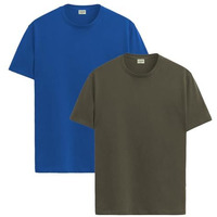 Adro T Shirts Pack Of 2 Mens Tshirts Cotton T Shirts For Men Tshirt T-Shirts Combo T Shirts Tshirts For Men Plain Solid Tshirts Royal Blue Olive Tshirt For Men Rcm2-Pln-Rb-Ol-2Xl