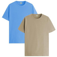 Adro T Shirts Pack Of 2 Mens Tshirts Cotton T Shirts For Men Tshirt T-Shirts Combo T Shirts Tshirts For Men Plain Solid Tshirts Sky Blue Beige Tshirt For Men Rcm2-Pln-Sk-Be-L