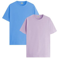 Adro T Shirts Pack Of 2 Mens Tshirts Cotton T Shirts For Men Tshirt T-Shirts Combo T Shirts Tshirts For Men Plain Solid Tshirts Sky Blue Purple Tshirt For Men Rcm2-Pln-Sk-Pu-L