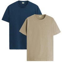 Adro T Shirts Pack Of 2 Mens Tshirts Cotton T Shirts For Men Tshirt T-Shirts Combo T Shirts Tshirts For Men Plain Solid Tshirts Teal Beige Tshirt For Men Rcm2-Pln-Sb-Be-2Xl