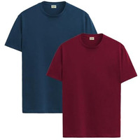 Adro T Shirts Pack Of 2 Mens Tshirts Cotton T Shirts For Men Tshirt T-Shirts Combo T Shirts Tshirts For Men Plain Solid Tshirts Teal Maroon Tshirt For Men Rcm2-Pln-Sb-Mr-M