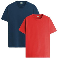 Adro T Shirts Pack Of 2 Mens Tshirts Cotton T Shirts For Men Tshirt T-Shirts Combo T Shirts Tshirts For Men Plain Solid Tshirts Teal Red Tshirt For Men Rcm2-Pln-Sb-Rd-S