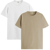 Adro T Shirts Pack Of 2 Mens Tshirts Cotton T Shirts For Men Tshirt T-Shirts Combo T Shirts Tshirts For Men Plain Solid Tshirts White Beige Tshirt For Men Rcm2-Pln-Wh-Be-2Xl