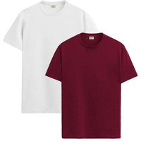 Adro T Shirts Pack Of 2 Mens Tshirts Cotton T Shirts For Men Tshirt T-Shirts Combo T Shirts Tshirts For Men Plain Solid Tshirts White Maroon Tshirt For Men Rcm2-Pln-Wh-Mr-L