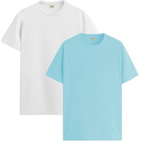 Adro T Shirts Pack Of 2 Mens Tshirts Cotton T Shirts For Men Tshirt T-Shirts Combo T Shirts Tshirts For Men Plain Solid Tshirts White Mint Tshirt For Men Rcm2-Pln-Wh-Mi-S