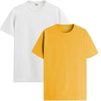 Adro T Shirts Pack Of 2 Mens Tshirts Cotton T Shirts For Men Tshirt T-Shirts Combo T Shirts Tshirts For Men Plain Solid Tshirts White Mustard Tshirt For Men Rcm2-Pln-Wh-Mu-Xl