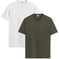 Adro T Shirts Pack Of 2 Mens Tshirts Cotton T Shirts For Men Tshirt T-Shirts Combo T Shirts Tshirts For Men Plain Solid Tshirts White Olive Tshirt For Men Rcm2-Pln-Wh-Ol-L
