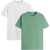 Adro T Shirts Pack Of 2 Mens Tshirts Cotton T Shirts For Men Tshirt T-Shirts Combo T Shirts Tshirts For Men Plain Solid Tshirts White Pista Tshirt For Men Rcm2-Pln-Wh-Pt-S