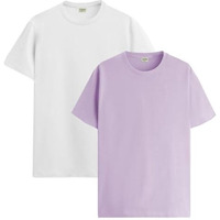 Adro T Shirts Pack Of 2 Mens Tshirts Cotton T Shirts For Men Tshirt T-Shirts Combo T Shirts Tshirts For Men Plain Solid Tshirts White Purple Tshirt For Men Rcm2-Pln-Wh-Pu-L