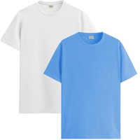 Adro T Shirts Pack Of 2 Mens Tshirts Cotton T Shirts For Men Tshirt T-Shirts Combo T Shirts Tshirts For Men Plain Solid Tshirts White Sky Blue Tshirt For Men Rcm2-Pln-Wh-Sk-M