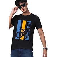Adro Men's Bike Rider Printed Cotton T-Shirt (Rn23-M-Bik-Bl_Black_M)