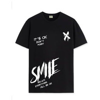 Adro Mens Smile Printed Cotton T-Shirt_Rn24-L2-Smile-Bl-L Black