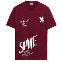 Adro Mens Smile Printed Cotton T-Shirt_Rn24-L2-Smile-Mr-L Maroon