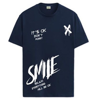 Adro Mens Smile Printed Cotton T-Shirt_Rn24-L2-Smile-Nb-L Navy Blue