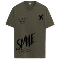 Adro Mens Smile Printed Cotton T-Shirt_Rn24-L2-Smile-Ol-S Olive
