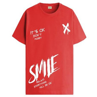 Adro Mens Smile Printed Cotton T-Shirt_Rn24-L2-Smile-Rd-L Red