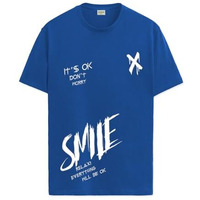 Adro Mens Smile Printed Cotton T-Shirt_Rn24-L2-Smile-Rb-M Royal Blue