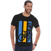 Adro Men's Bike Rider Printed Cotton T-Shirt (Rn22-2-Bik-Bl_Black_Xl)