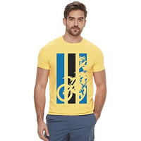 Adro Men's Bike Rider Printed Cotton T-Shirt (Rn22-2-Bik-Ly_Light Yellow_Xl)