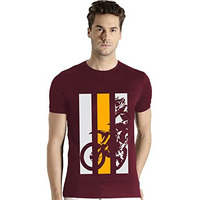 Adro Men's Bike Rider Printed Cotton T-Shirt (Rn22-2-Bik-Mr_Maroon_S)