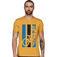Adro Men's Bike Rider Printed Cotton T-Shirt (Rn22-2-Bik-Mu_Mustard_Xl)