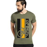 Adro Men's Bike Rider Printed Cotton T-Shirt (Rn22-2-Bik-Ol_Olive_M)