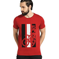 Adro Men's Bike Rider Printed Cotton T-Shirt (Rn22-2-Bik-Rd_Red_S)
