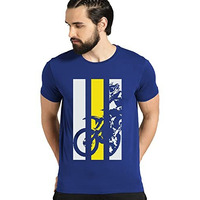 Adro Men's Bike Rider Printed Cotton T-Shirt (Rn22-2-Bik-Rb_Royal Blue_2Xl)