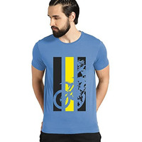 Adro Men's Bike Rider Printed Cotton T-Shirt (Rn22-2-Bik-Sk_Skyblue_M)