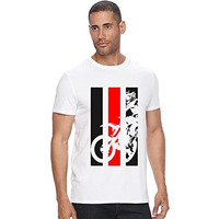 Adro Men's Bike Rider Printed Cotton T-Shirt (Rn22-2-Bik-Wh_White_2Xl)
