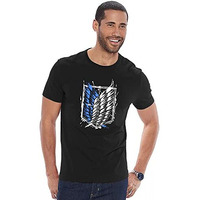 Adro Mens Attack On Titan Cotton T-Shirt (S, Black)