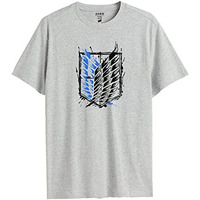 Adro Mens Attack On Titan Cotton T-Shirt (S, Grey)