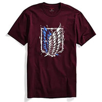 Adro Mens Attack On Titan Cotton T-Shirt (2Xl, Maroon)