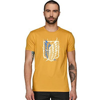 Adro Mens Attack On Titan Cotton T-Shirt (2Xl, Mustard)