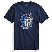 Adro Mens Attack On Titan Cotton T-Shirt (Xl, Navy Blue)