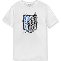 Adro Mens Attack On Titan Cotton T-Shirt (S, White)