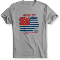 Adro Usa American Flag Printed Cotton T-Shirts For Men (R22-M-Nww-Gr_Grey_S)