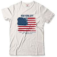 Adro Usa American Flag Printed Cotton T-Shirts For Men (R22-M-Nww-Wh_White_2Xl)
