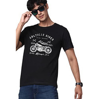 Adro Men's Regular Fit T-Shirt (Rn-M-Ame-Bl-S_Black_Small)