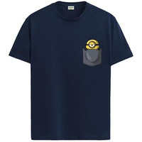 Adro Tshirt For Men | Anime T Shirt For Men | 100% Cotton Tshirt | Graphic Printed T-Shirt | Chest Printed Tshirt | Minion Anime Tshirt | T-Shirts| Rn24-Stick-Pcmin-Nb-S Navy Blue