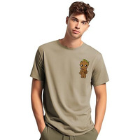 Adro Tshirt For Men | Anime T Shirt For Men | 100% Cotton Tshirt | Graphic Printed T-Shirt | Chest Printed Tshirt | Groot Anime Tshirt | T-Shirts| Rn24-Stick-Groo-Be-S Beige