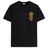 Adro Tshirt For Men | Anime T Shirt For Men | 100% Cotton Tshirt | Graphic Printed T-Shirt | Chest Printed Tshirt | Groot Anime Tshirt | T-Shirts| Rn24-Stick-Groo-Bl-S Black
