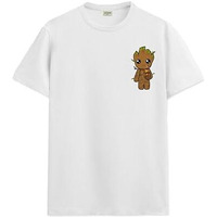 Adro Tshirt For Men | Anime T Shirt For Men | 100% Cotton Tshirt | Graphic Printed T-Shirt | Chest Printed Tshirt | Groot Anime Tshirt | T-Shirts| Rn24-Stick-Groo-Wh-L White