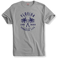 Adro Florida Paradise Life Mens Printed T-Shirt (L, Grey)