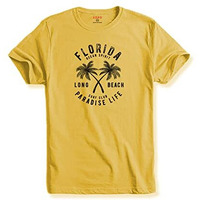 Adro Florida Paradise Life Mens Printed T-Shirt (S, Light Yellow)