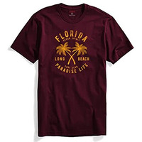 Adro Florida Paradise Life Mens Printed T-Shirt (Xl, Maroon)