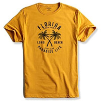 Adro Florida Paradise Life Mens Printed T-Shirt (M, Mustard)